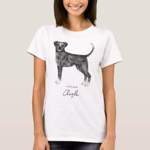 Boxerhund in Schwarzweiß Ich liebe meinen Boxer un T-Shirt