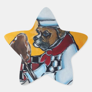 BOXERHUND KOCHT Stern-Aufkleber
