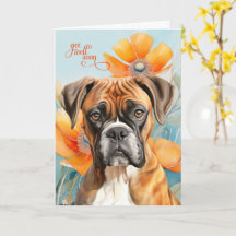 Boxerhund kühne orange Mohnblumen Gute Besserung