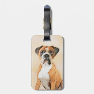 Boxerhund-Malerei unbeschnitten Original-Tierkunst Gepäckanhänger