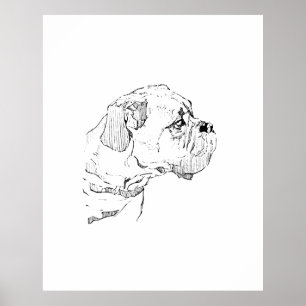 Boxerhund – Minimalistische Illustration für Hunde Poster