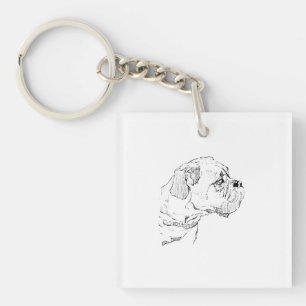 Boxerhund – Minimalistische Illustration für Hunde Schlüsselanhänger