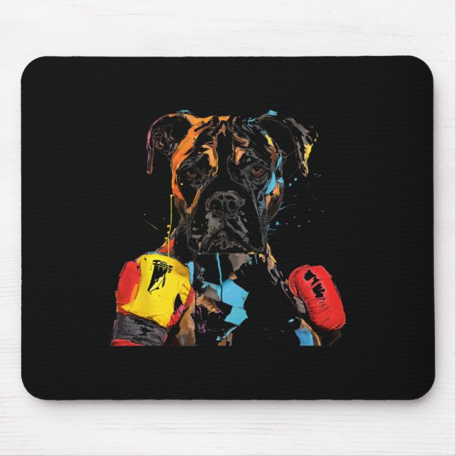 Boxerhund mit Boxhandschuhen Männer Frauen Kinder  Mousepad (Vorne)