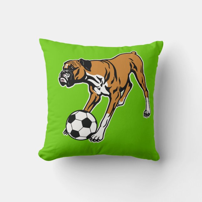 Boxerhund mit Fußball Kissen (Vorderseite)