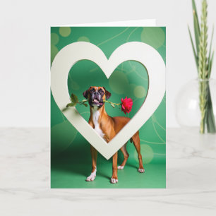 Boxerhund mit Rosenkarte Karte