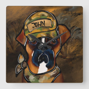 Boxerhund Quadratische Wanduhr