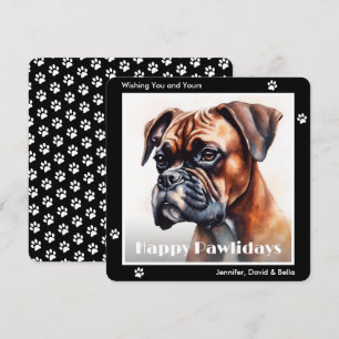 Boxerhund Schwarz Wasserfarben Weihnachten