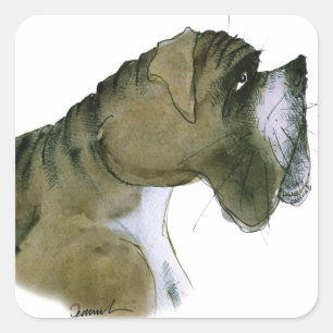 Boxerhund, tony fernandes quadratischer aufkleber