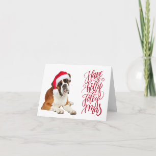 Boxerhund Weihnachtsmann Hut Hat Ein Frohes Weihna Karte