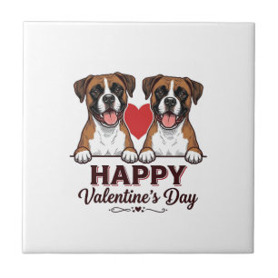 Boxerhunde Frohes Valentinsday Vintage Fliese