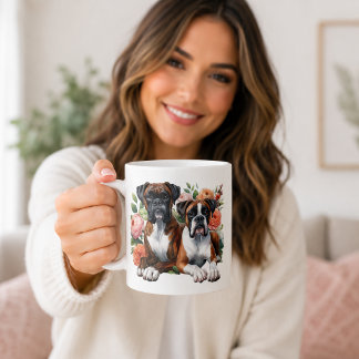 Boxerhunde und Blumen Kaffeetasse