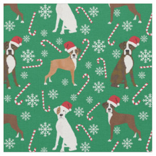 Boxerhunde Weihnachtsmann Hüte Zuckerstangen Weihn Stoff