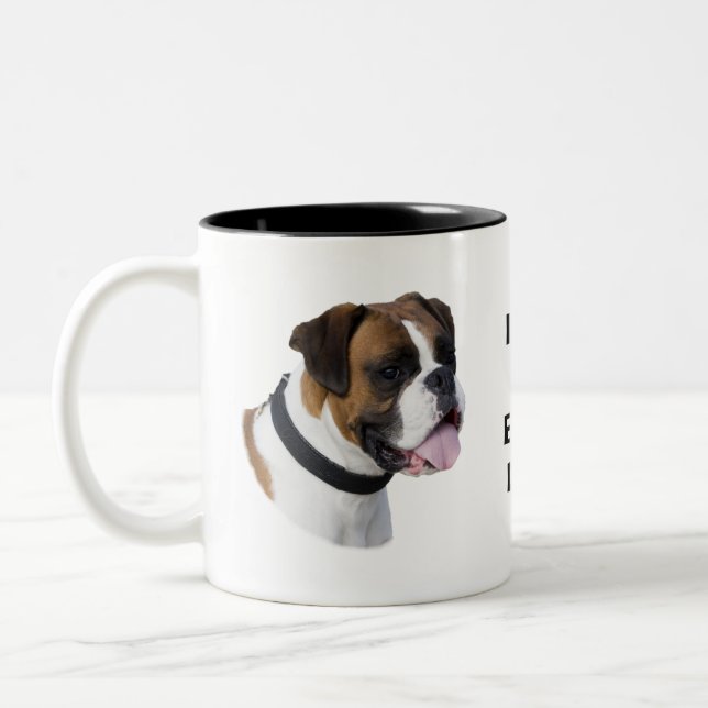 Boxerhundeporträt-Foto Zweifarbige Tasse (Links)