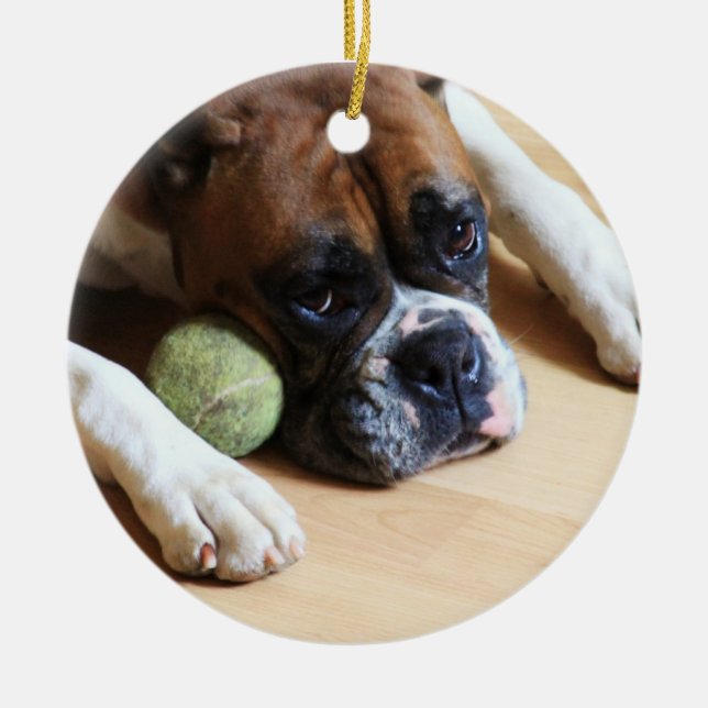 Boxerhundeverzierung Keramikornament (Vorne)