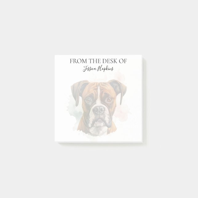 Boxerliebhaber monogrammierter Hund Post-it Klebezettel (Vorderseite)