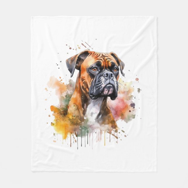 BoxerLove Wasserfarben Artwork - Loyal Canine Bree Fleecedecke (Vorderseite)