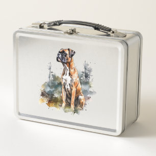 BoxerLoveArt Vibrant Wasserfarben Malerei auf Loya Metall Brotdose