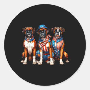 Boxers Patriotisch 4. Juli USA-Flagge Amerika Hund Runder Aufkleber