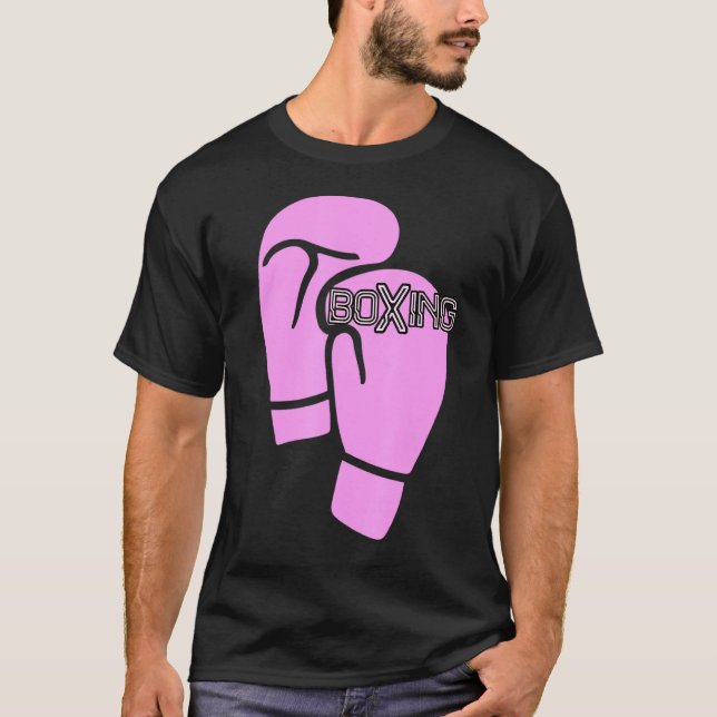 Boxerweibchen Boxing Pink Boxhandschuhe T-Shirt (Vorderseite)