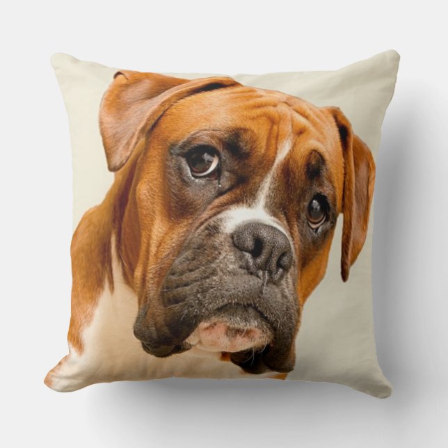 Boxerwelpe auf Elfenbeincremehintergrund Kissen (Vorderseite)