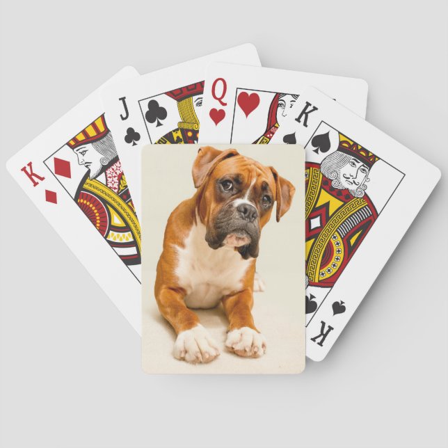 Boxerwelpe auf Elfenbeincremehintergrund Spielkarten (Rückseite)