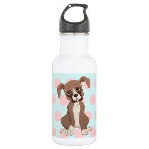 Boxerwelpe auf rosa Punkten Edelstahlflasche