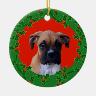 Boxerwelpen-Weihnachtsverzierung Keramik Ornament