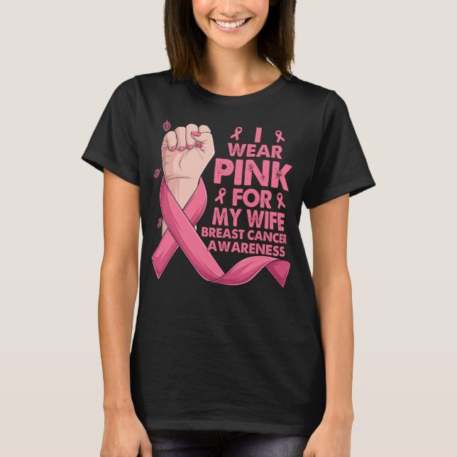 Boxhand trage ich Rosa für meine Ehefrau Brustkreb T-Shirt (Vorderseite)