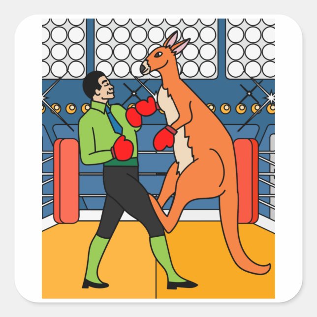 Boxhandschuh Boxen Kangaroo Kämpfen Quadratischer Aufkleber (Vorderseite)