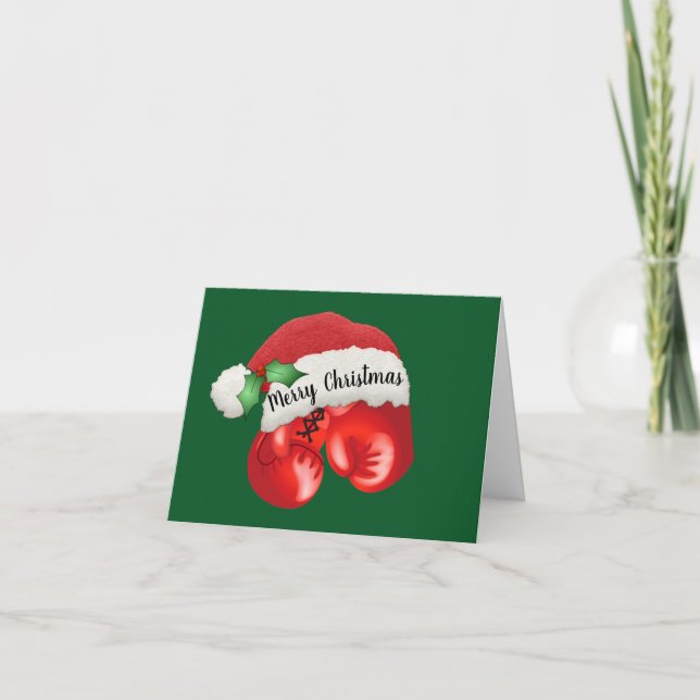 Boxhandschuh-Design-Weihnachtskarte Karte (Vorderseite)