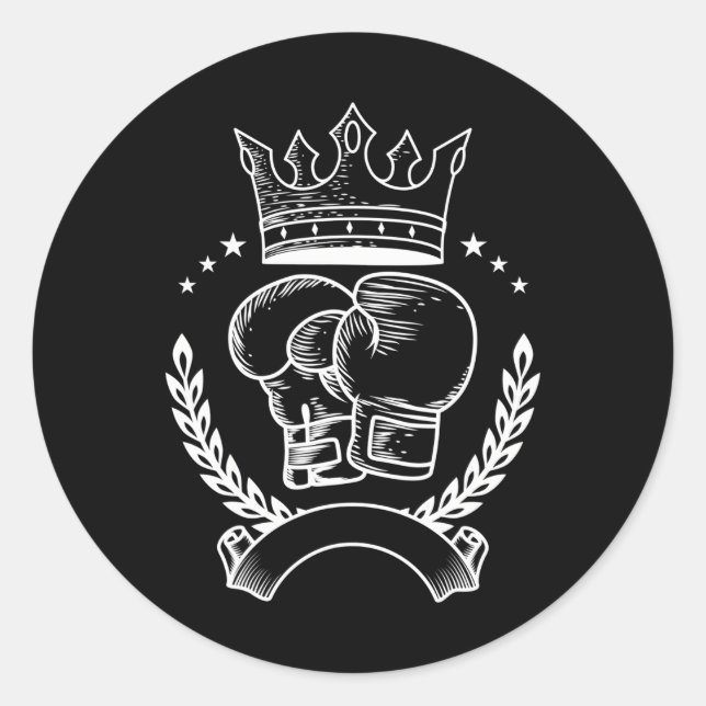 Boxhandschuh-Kronenboxer-Trainer-Kampf Sport Runder Aufkleber (Vorderseite)