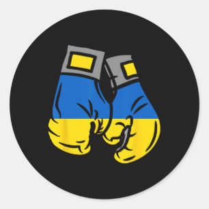 Boxhandschuh mit der Flagge der Ukraine Runder Aufkleber