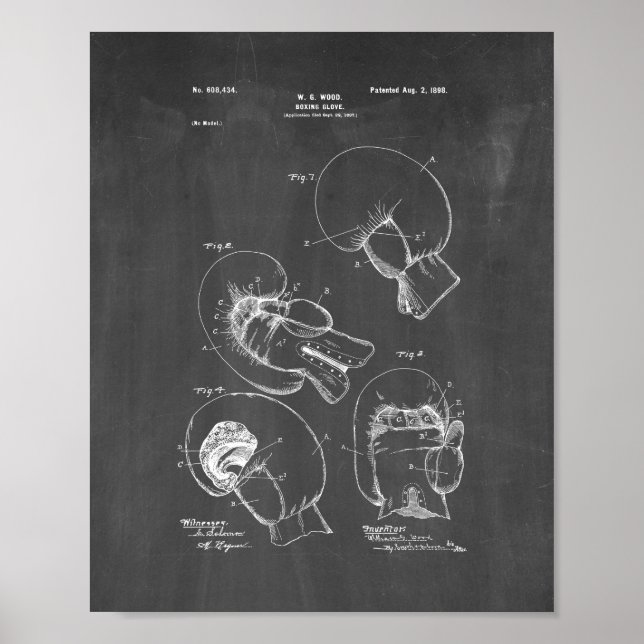 Boxhandschuh-Patent - Chalkboard Poster (Vorne)