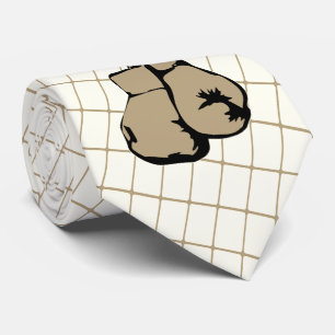 Boxhandschuhe auf Tan Karo Necktie Krawatte