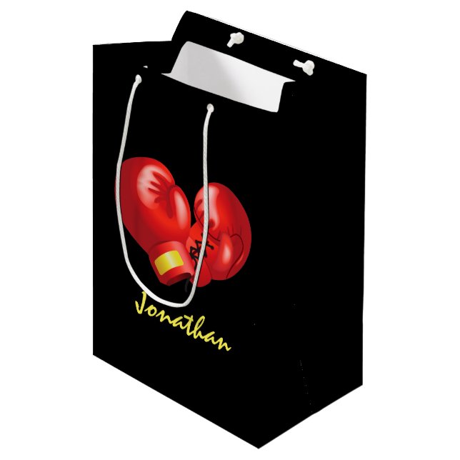 Boxhandschuhe Design Geschenktasche Mittlere Geschenktüte (Vorderseite Schrägansicht)