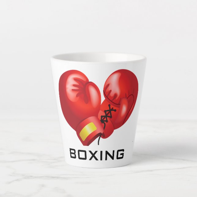 Boxhandschuhe Design Latte Cup Milchtasse (Vorderseite)