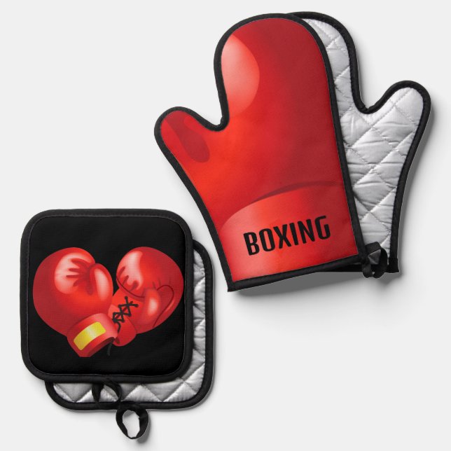 Boxhandschuhe Design Oven Mitt & Pot Holder Set (Vorderseite/Rückseite)