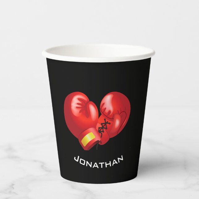 Boxhandschuhe Design Paper Cup Pappbecher (Vorderseite)