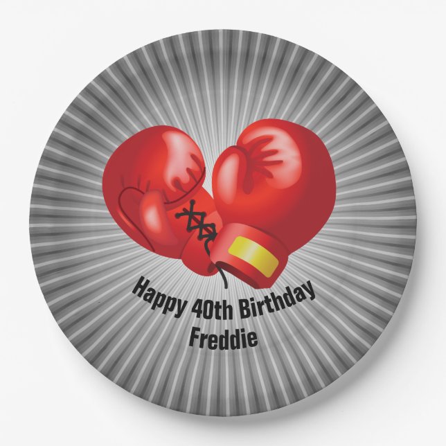 Boxhandschuhe Design Paper Party Plate Pappteller (Vorderseite)