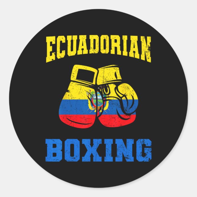 Boxhandschuhe Ecuador Pride Boxing Mens Runder Aufkleber (Vorderseite)