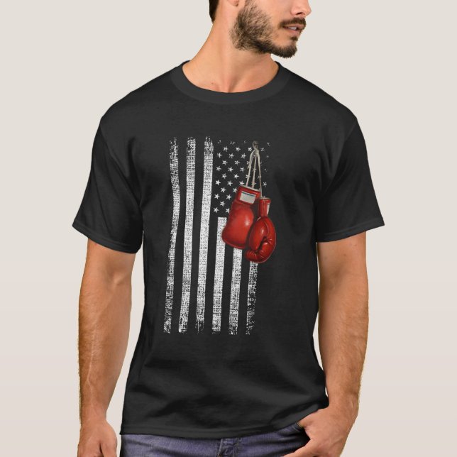 Boxhandschuhe erschüttert Flagge der Vereinigten S T-Shirt (Vorderseite)