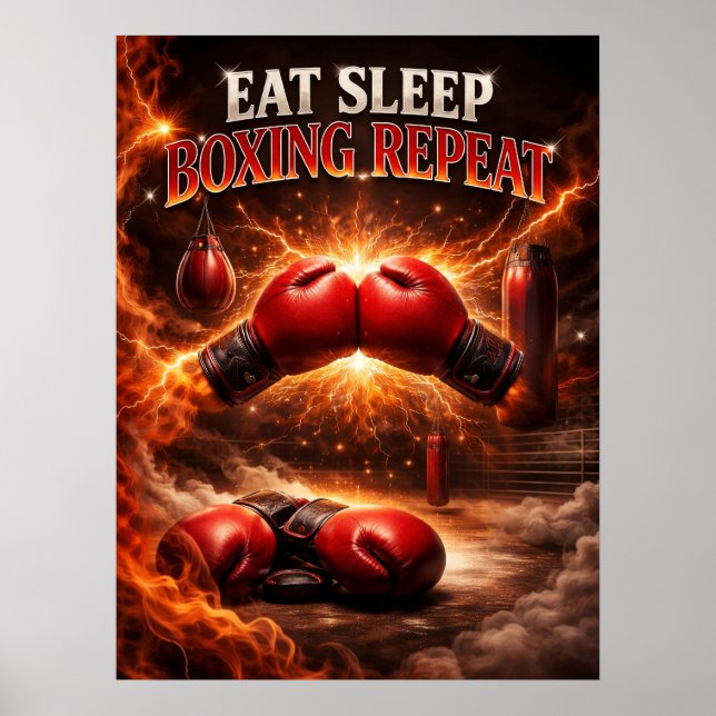Boxhandschuhe Feuerhandschuhe Wut Poster (Vorne)