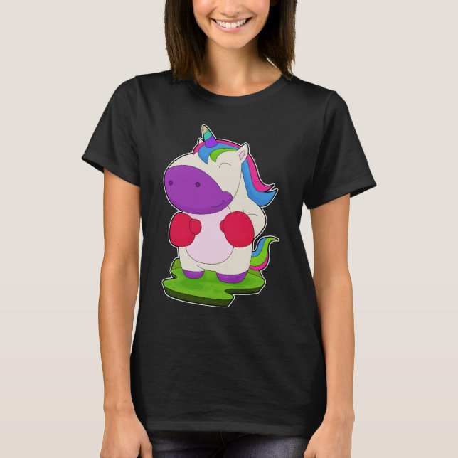 Boxhandschuhe für Einhorn Boxer Boxen T-Shirt (Vorderseite)