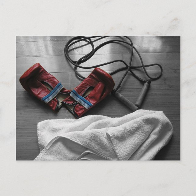 Boxhandschuhe und Gym Workout Postkarte (Vorderseite)