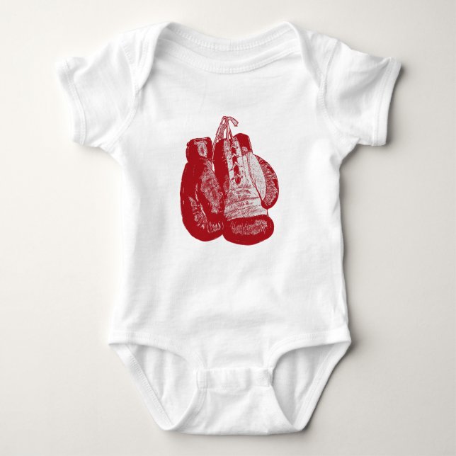 Boxhandschuhe Vintag Red Gym Baby Bodysuit Strampler (Vorderseite)