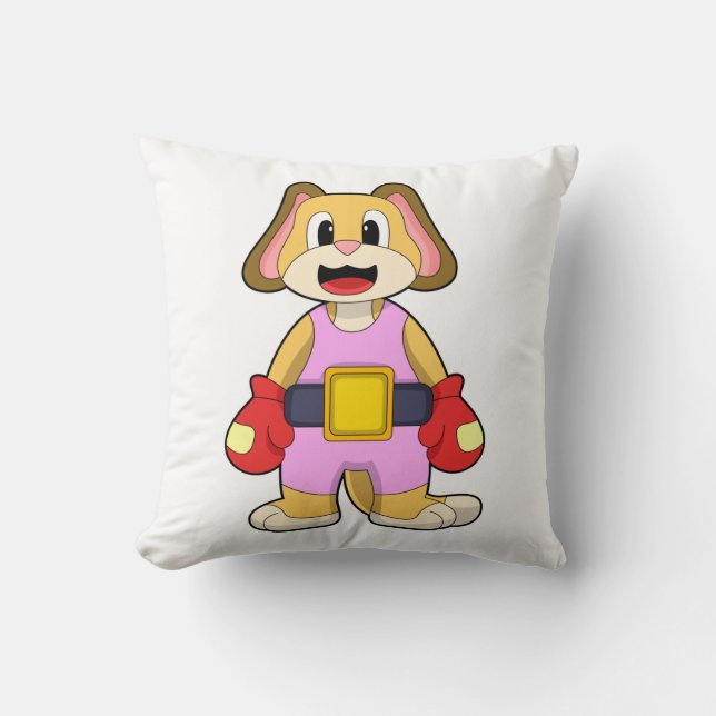 Boxhund mit Boxhandschuhen Kissen (Vorderseite)