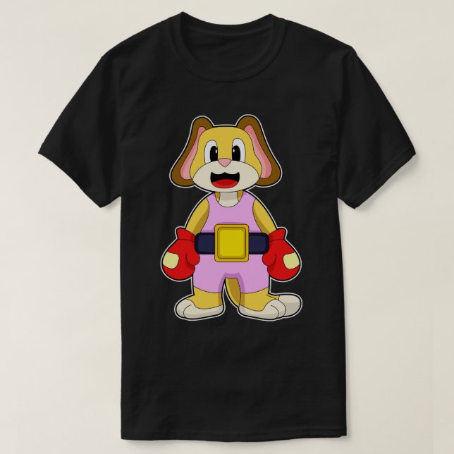 Boxhund mit Boxhandschuhen T-Shirt (Design vorne)
