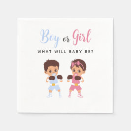 Boxing Baby Pink or Blue Gender Reveal Napkins Serviette