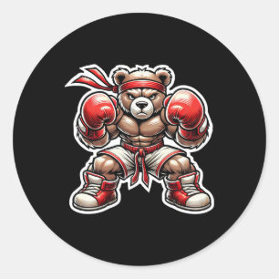 Boxing Bär Kampfsport Street Grizzly Muay Thai Runder Aufkleber