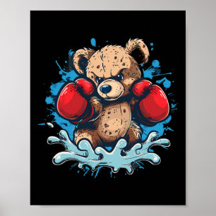 Boxing Bär Liebhaber Boxhandschuhe Kickboxen Lusti Poster